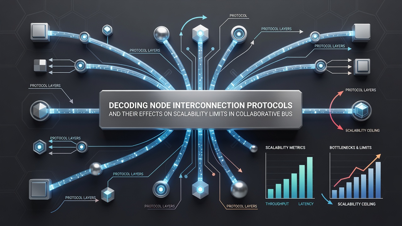 Graph illustrating scalability curves for different node interconnection protocols under increasing business network loads